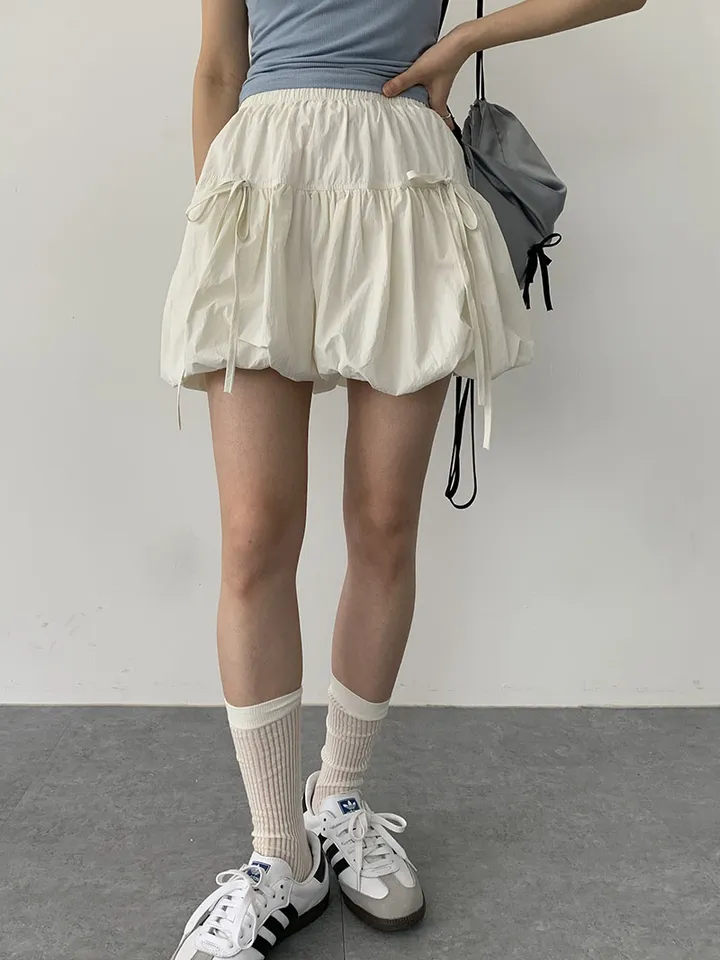 [속바지O/호박벌룬~펌킨 바스락나일론스커트! 가볍게입는 리본 포인트볼륨스커트] 벌룬리본나일론스커트 상세 이미지 29