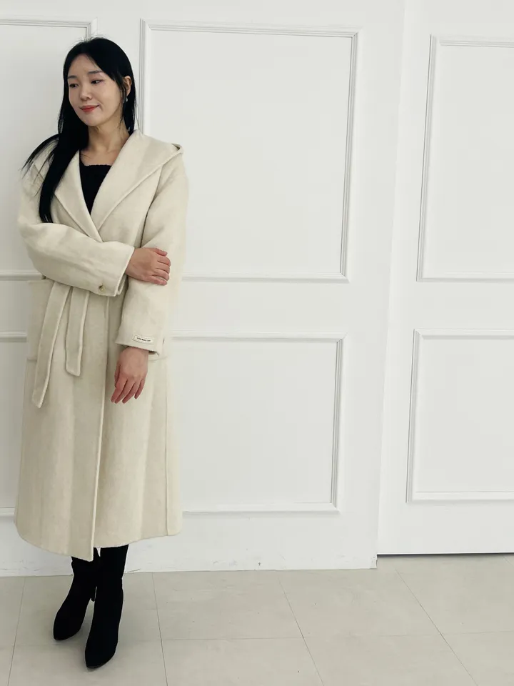 자체제작 원단부터 다른 핸드메이드 양모 후드코트 리얼빅사이즈, 가벼운코트,연말룩, 하객룩 110까지 상세 이미지 12