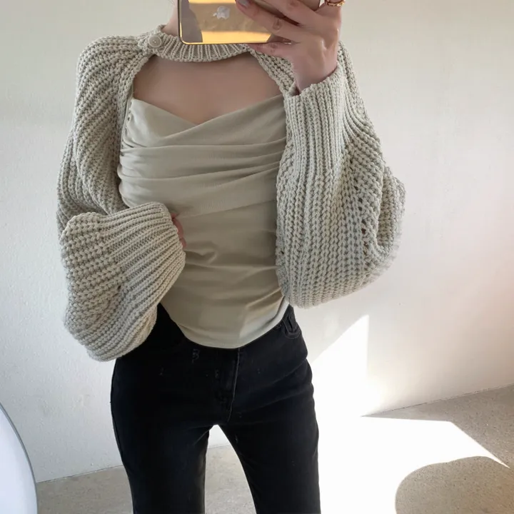 볼류머 크롭 볼레로 가디건 상세 이미지 7