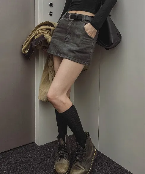 베스티 로우라이즈 코튼 스커트(+벨트 set)