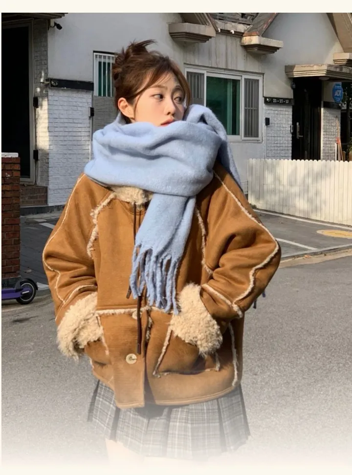 [전체양털안감🐑/따뜻해요🤎] 하디 에코 양털 스웨이드 무스탕 후드 뽀글이 하프 울코트 2color 상세 이미지 10