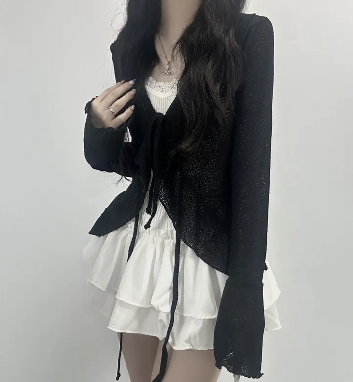 ruffle ribbon lace cardigan 러플 리본 레이스 가디건 (봄가디건, 러블리, 프릴, 니트가디건, 슬림핏, 여리여리) 상세 이미지 27