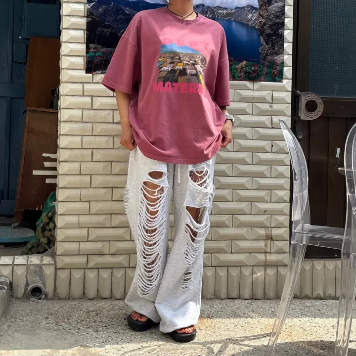 [허리~63까지 MD 추천🤩] 데미지 디트로이드 제니팬츠 / 유니크 스트릿 댄스복 페스티벌 체육대회 빅사이즈바지 세미 부츠컷 조거팬츠 봄바지 여름바지 댄스복 하비언니 와이드팬츠 상세 이미지 41