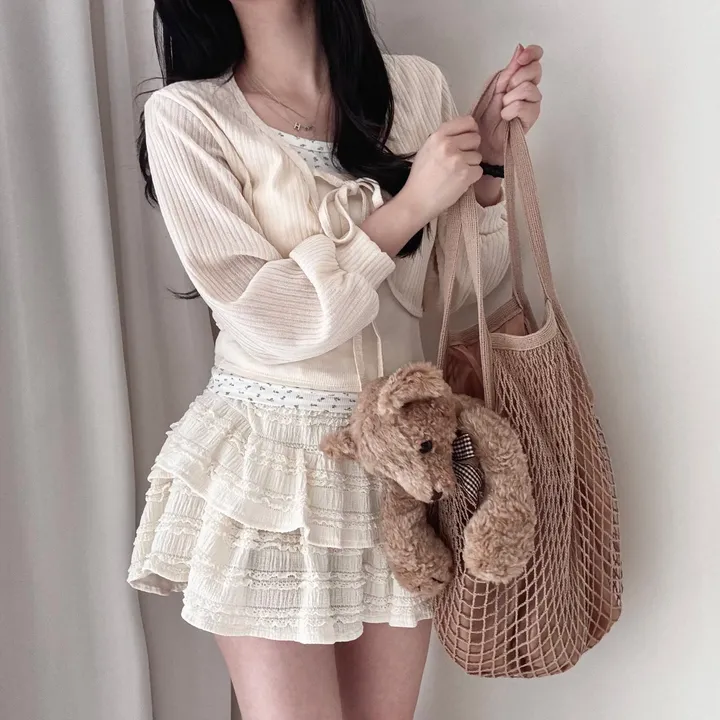 [하나사서 1년 뽕 뽑는*.*] 사계절템 살탐방지-! 골지 리본 발레코어 크롭 볼레로 가디건 상세 이미지 13