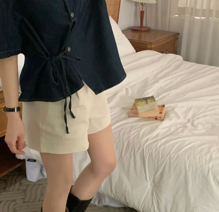 [단독판매🤍/리본포인트!] 데님 사이드 리본 포인트, 루즈핏 카라셔츠 남방 - 2color 상세 이미지 27