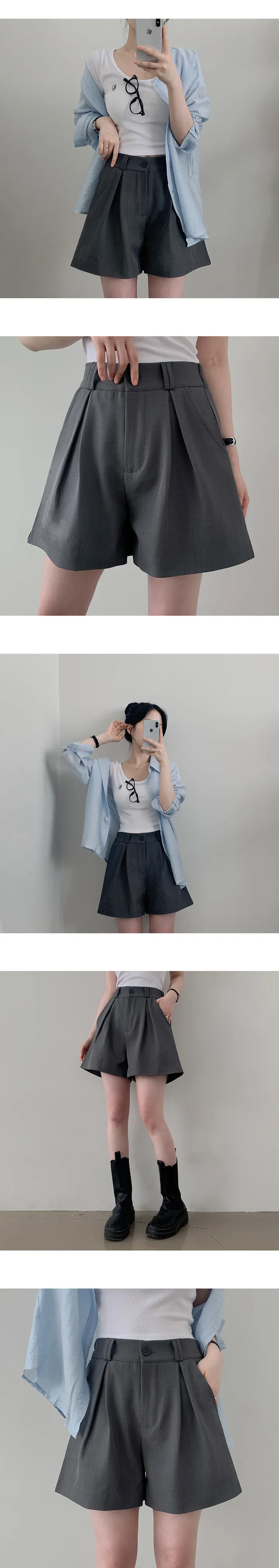 3일만할인 [기획특가/데일리룩/여름슬랙스/3부] 스두 하이웨스트 핀턱 숏 슬랙스 반바지 (5color) 상세 이미지 15