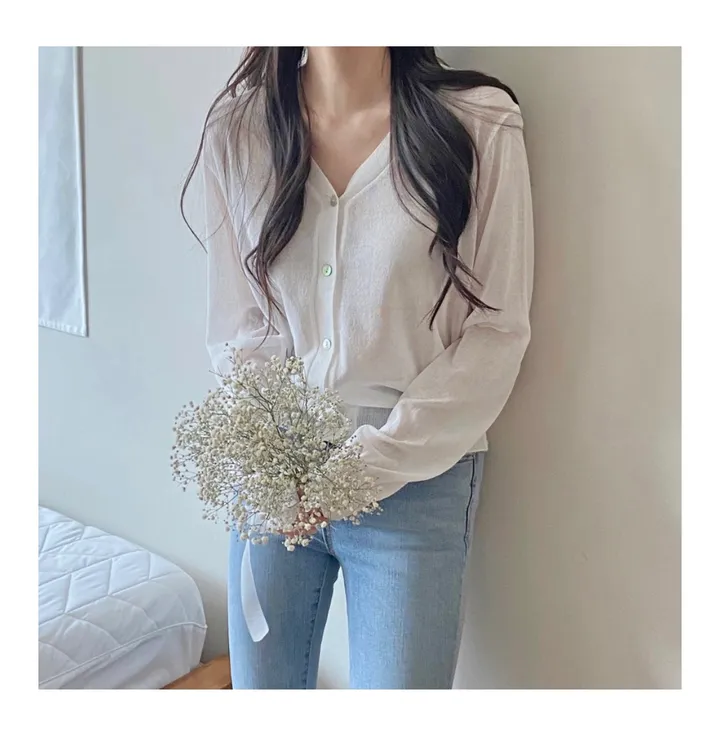 브이넥 긴팔가디건 11color 상세 이미지 15