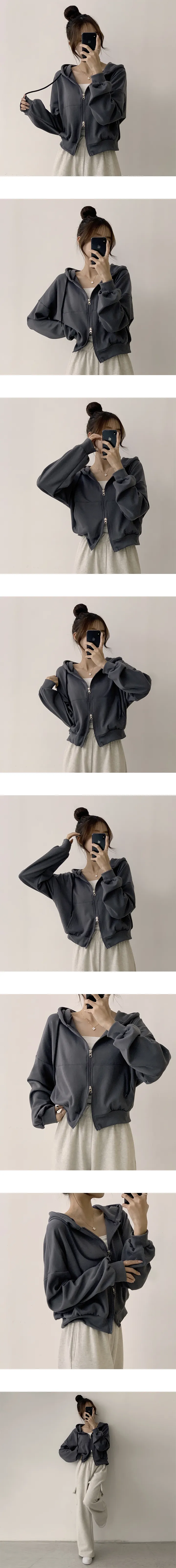 [리뷰95%만족!/자신있는 추천!] 무려 9가지 컬러~ 가을 데일리 베이직 캐주얼 세미 오버핏 크롭 후드집업 봄옷 교복 아우터 9color 상세 이미지 8