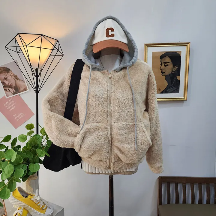 포그니 양털 숏 후리스 후드 집업 상세 이미지 17