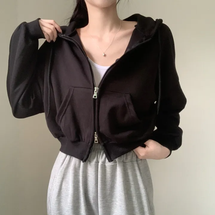 [아방귀염핏💕/투웨이] 로멜 크롭 루즈핏 벌룬 김팔 투웨이 후드 집업 상세 이미지 18