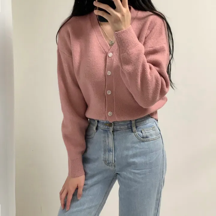 [7컬러/도톰해요!] 촘촘한 짜임의 데일리 브이넥 니트 가디건 상세 이미지 24