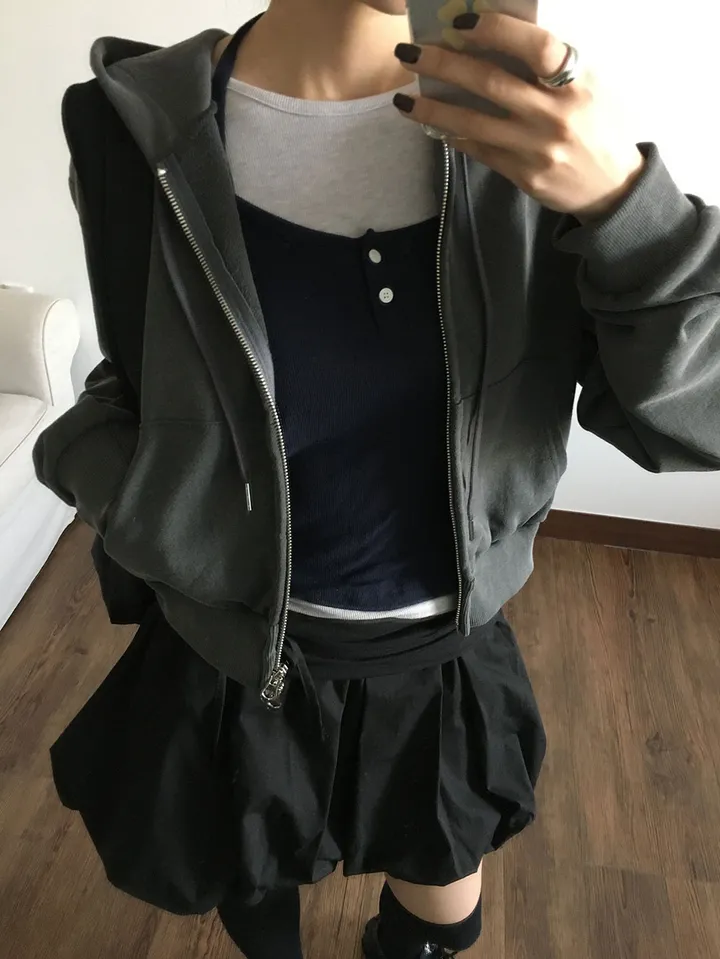 피그먼트 크롭 후드 집업 (4color) 상세 이미지 18