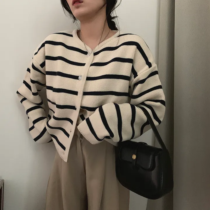 [데일리/꾸안꾸*.*] 파이 스트라이프 단가라 자켓 가디건 상세 이미지 23