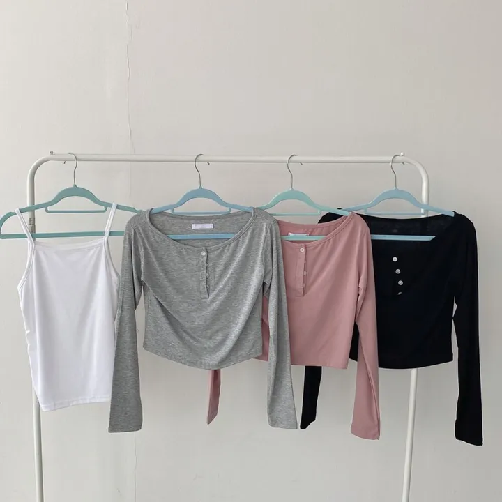 [2set/나시포함!] 단추 크롭 긴팔 세트 3color 상세 이미지 23