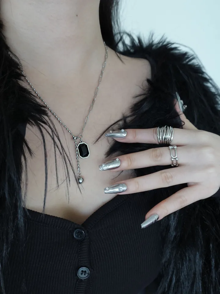 [s.steel] black drop necklace | 써지컬 블랙 드롭 목걸이 상세 이미지 15