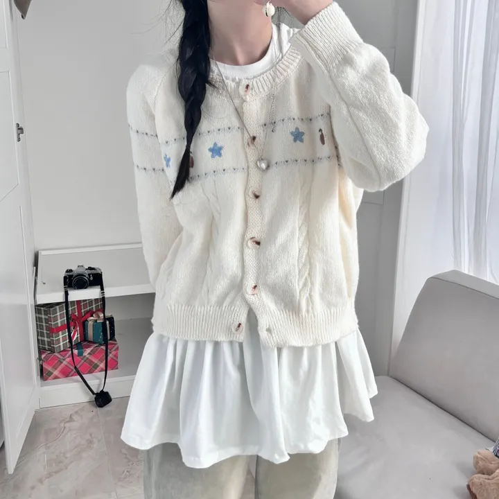 주문폭주🔥 [러블리~🧸/도토리🌰] 빈티지 자수 꽈배기 케이블 가디건 봄 가을 겨울 니트 상세 이미지 6