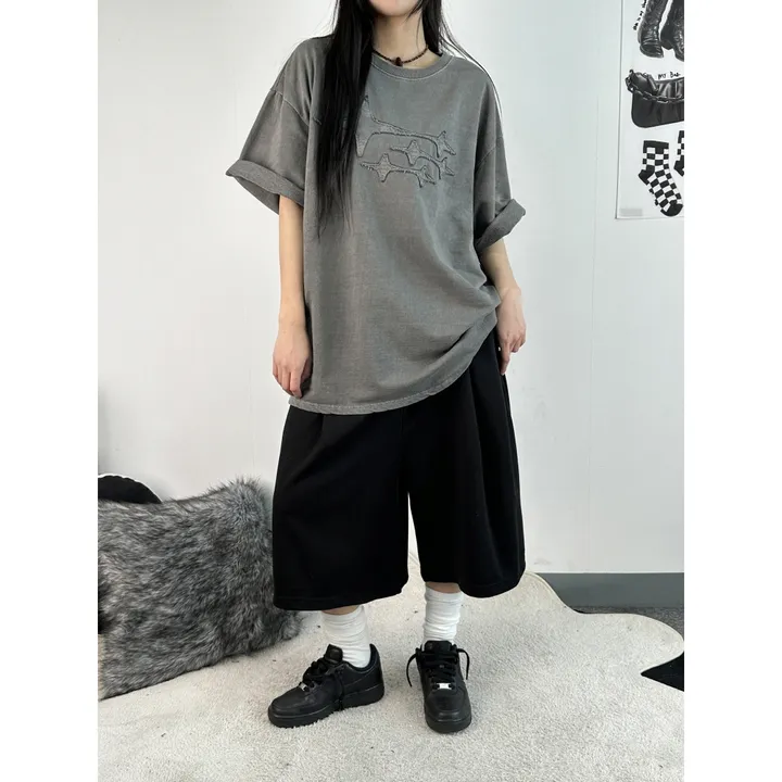 [UNISEX/기획특가/소장추천!/3size!]사이드 폴드 핀턱 포인트 루즈 와이드 벌룬 버뮤다 하프 트레이닝 팬츠(2color) 상세 이미지 21
