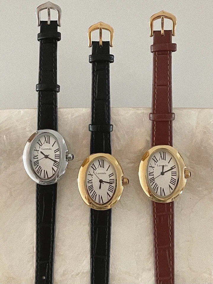 여성용 여자 클래식 타원 가죽 손목 시계 3color 상세 이미지 13