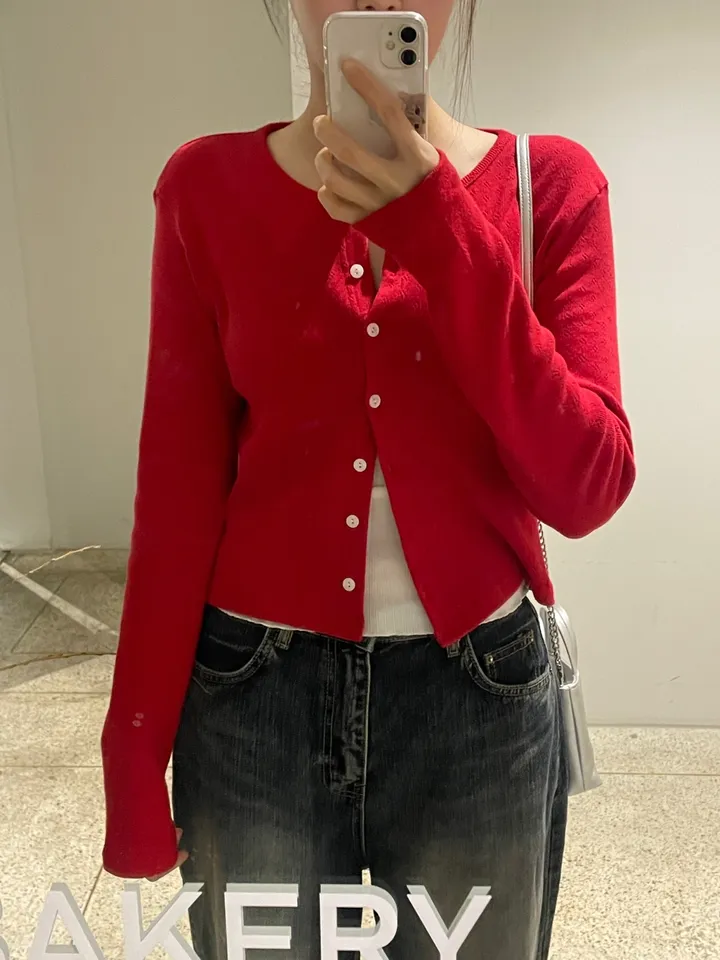 로렌 플라워 펀칭 크롭 라운드 가디건 상세 이미지 16