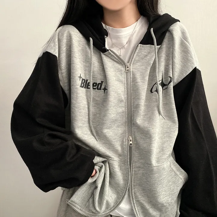 봄가을*[예쁜/스트릿!] 찰떡오버핏, 블리드 배색 투웨이 후드집업 3color 상세 이미지 17