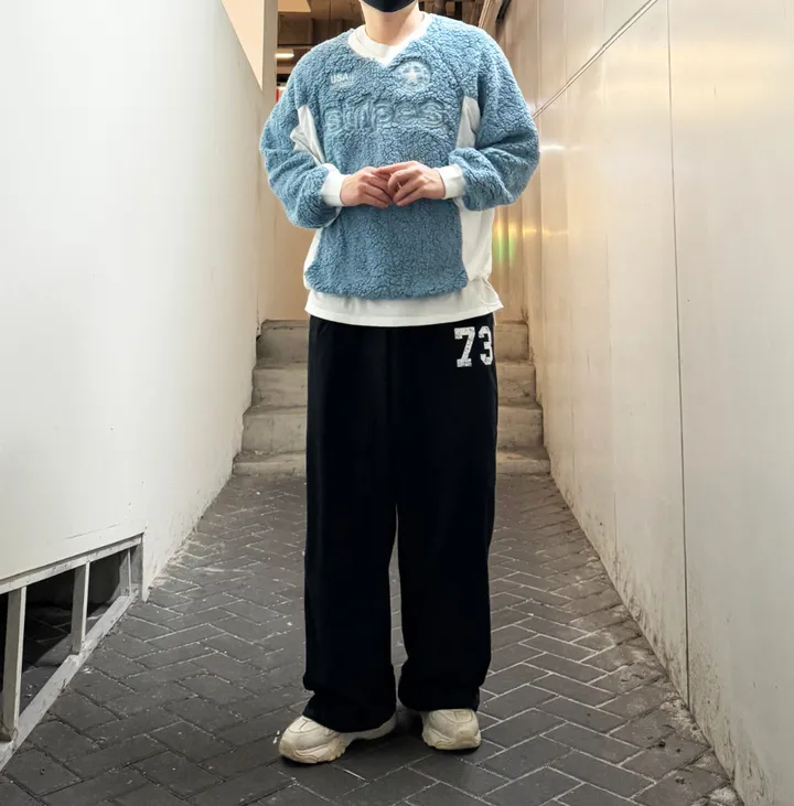 [1+1할인]덤블 양털 밍크 후리스 자수 패치 블록코어 스트링 오버핏 브이넥 아노락 맨투맨 상세 이미지 142