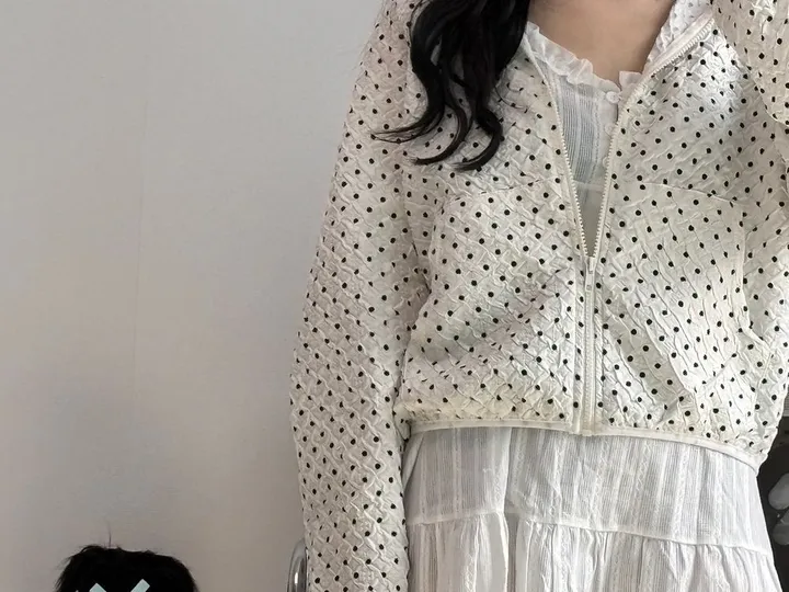 💝인기아우터💝주문폭주[봄아우터] 엔티JP 엠보 도트 후드 집업 /떙땡이/바람막이/봄/여름/아우터/얇은집업 - 2color 상세 이미지 9