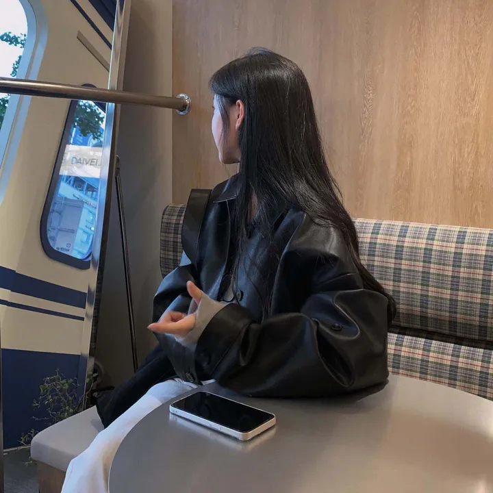 [힙덮는기장감~/블랙 당일출고🎉] 자체제작 #크치Made 오디너리 롤업 오버핏 하프 레더자켓 - jk 상세 이미지 21