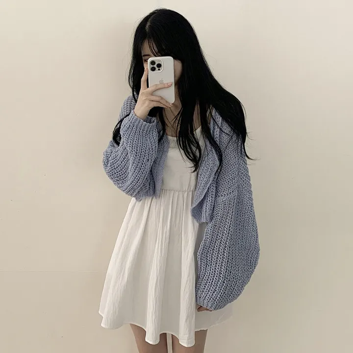 [고퀄!살탐방지] 왕박시 린넨 부클 여름니트 벌룬 크롭가디건 상세 이미지 28