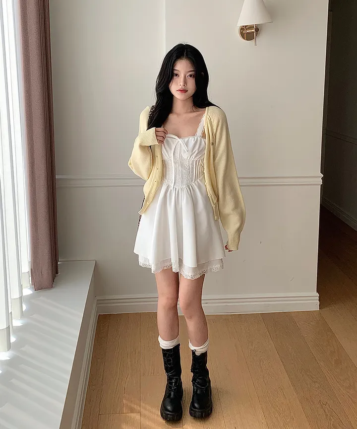 [데일리가디건💗] 데이쥬 팬던트 루즈핏 레이어드 브이넥 니트 가디건 봄 여름 가을 / 벚꽃룩 캠퍼스룩 데일리룩 클래식블랑 상세 이미지 30