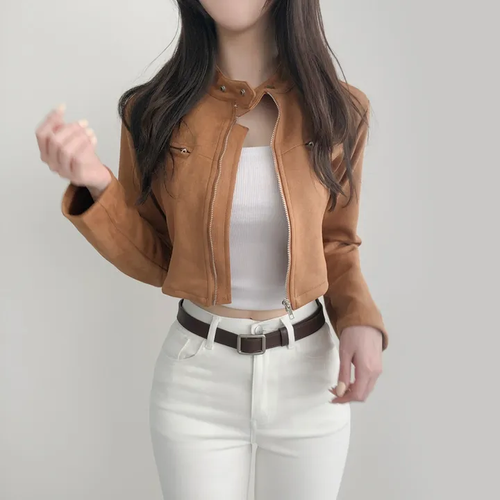 [부드러움/핏넘예] 봄자켓으로 추천! 차이나카라 크롭핏 슬림 스웨이드 자켓 상세 이미지 19
