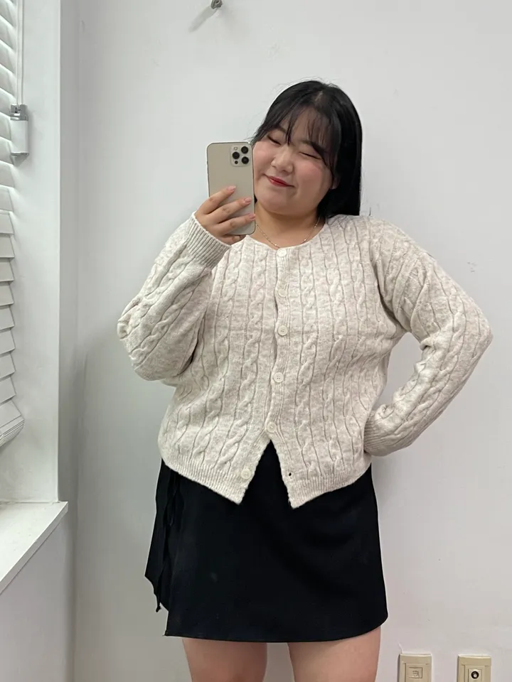 🚀당일출발🚀빠른배송📦 [~110size/빅사이즈] 라운드넥 꽈배기 도톰 단추 니트 가디건 상세 이미지 80