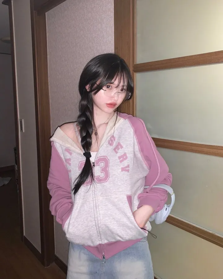 루즈오버핏! 투웨이 배색 레터링 후드집업 -2col 상세 이미지 6