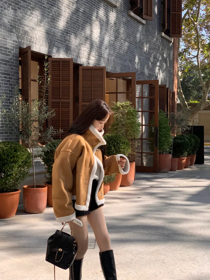 [따숩🌡️/안감양털]스웨이드 양털 하이넥 무스탕 자켓 상세 이미지 12
