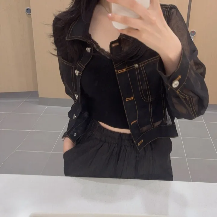 ⚡️블랙 당일⚡️스티치 시스루 썸머 자켓 상세 이미지 26