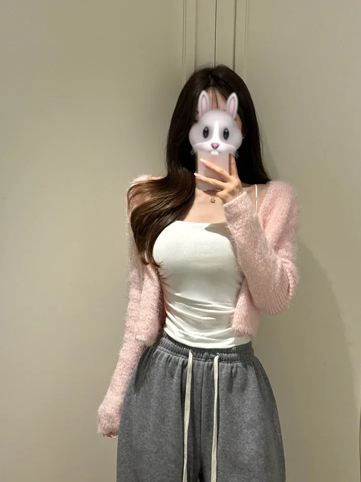 [청순여리/쓱걸치는🩷] 뽀송 앙고라 크롭 니트 가디건 겨울신상 봄가디건 (5color) 상세 이미지 8