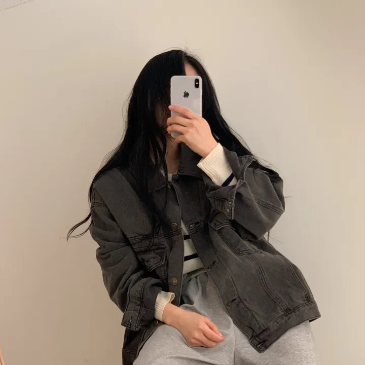 [빈티지/오버핏] 허쉬 봄,가을 루즈핏 흑청 면자켓;2col 상세 이미지 22