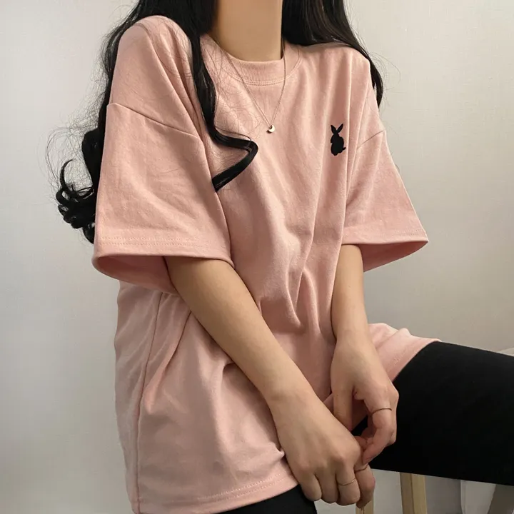 [넉넉/데일리] 러블리 래빗 자수 오버핏 반팔티T 상세 이미지 8