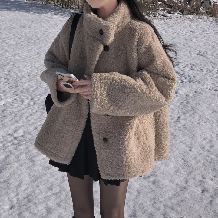 [왕아방핏🤎/주문폭주✨]후회없는 선택,푸들 양털 오버핏 하프 스웨이드 퍼자켓,코트 상세 이미지 8