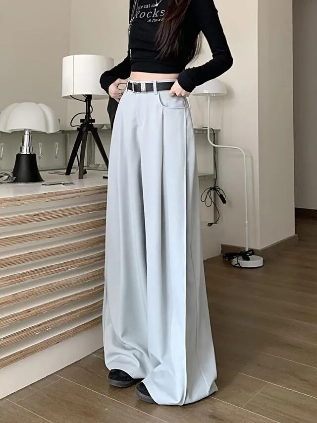 [S~4XL] 짐빔 와이드팬츠 여리여리핏 투핀턱 슬랙스 뒷밴딩 맥시 와이드 핀턱 봄 여름 슬랙스 밴딩팬츠 빅사이즈 정장바지 루즈핏 하이웨스트 상세 이미지 13