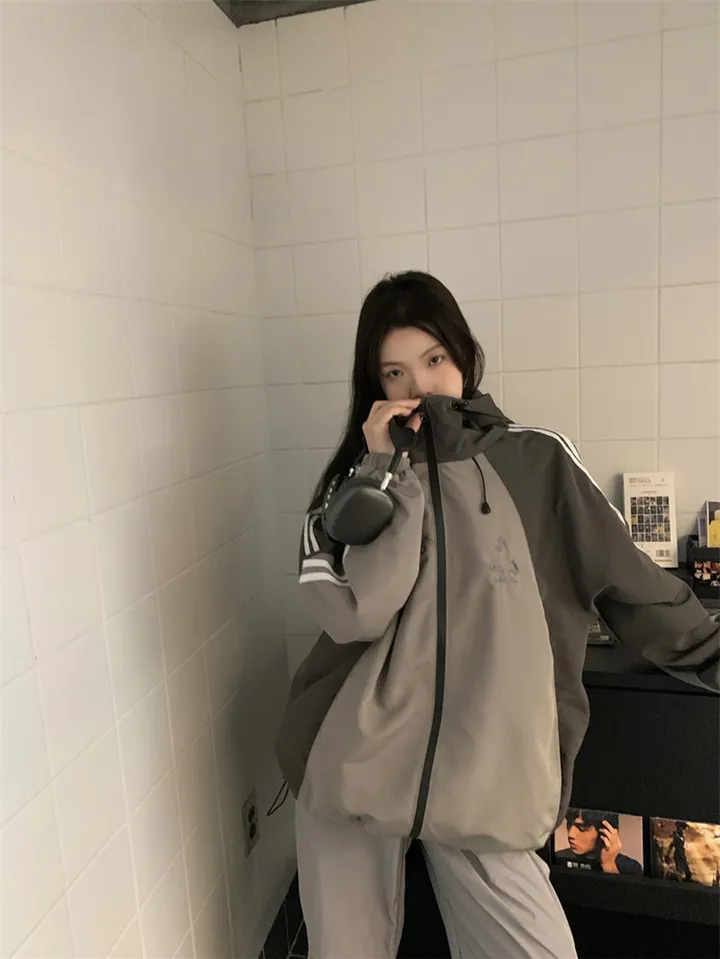 [봄신상💗/고프코어]햄프턴 배색 트랙라인 바스락 후드 윈드브레이커 바람막이 집업 상세 이미지 18