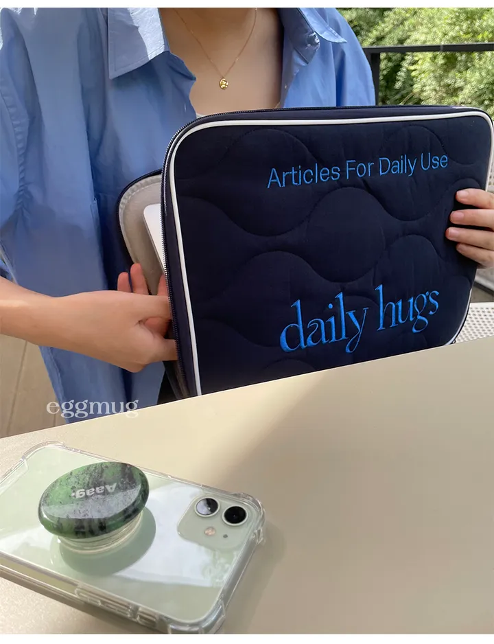 에그머그 daily hugs 퀄팅 아이패드파우치 맥북파우치 노트북파우치 아이패드케이스 노트북가방 11인치 13인치 15인치 상세 이미지 23