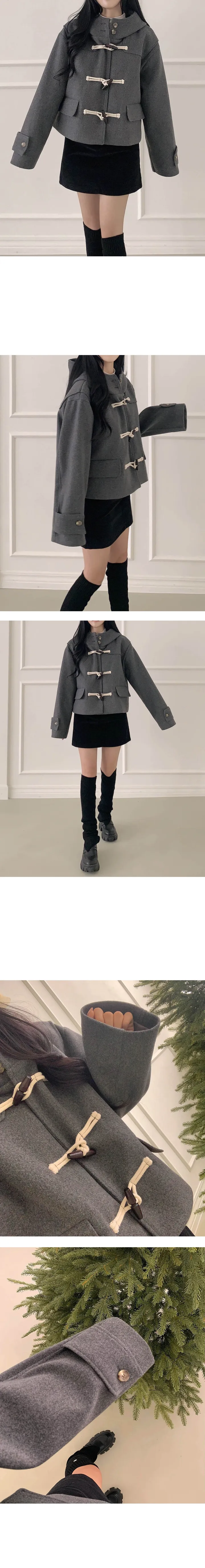 [MADE/울50%+누빔안감/국내제작] 파이 후드 떡볶이 더플 숏코트(3 colors) 상세 이미지 15