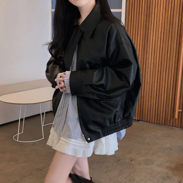 [핵고퀄!/✨주문폭주/후기극찬✨]매트 레더의 정석,오버핏 레더 블루종 자켓 점퍼 상세 이미지 24