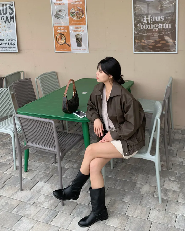 <미리 봄🌸/찐오버핏> 데이 오버핏 카라 블루종 레더자켓 - 2color 상세 이미지 8
