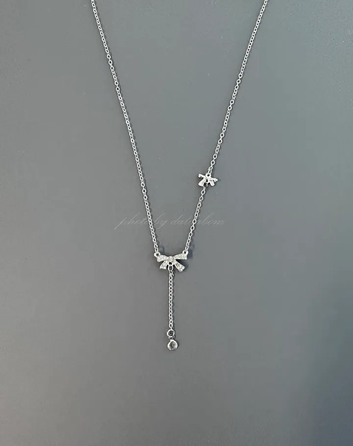❤[1,900원 오늘만🔥/당일]❤ 목걸이 귀걸이 집게핀 반지 리본 진주 발레코어 은색 금색 실버 골드 나비 하트 친구 생일 선물 학생 우정 커플 초커 목걸이 상세 이미지 8