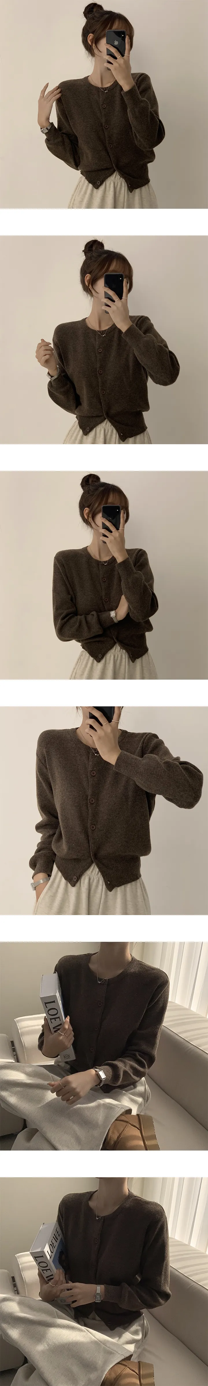 [인생 가디건/이유있는 추천~/5만장 돌파!!] 스노우 라운드 무지 가을 베이직 캐주얼 허리잘록 가을옷 기본 겨울 긴팔 가디건 11color 상세 이미지 2