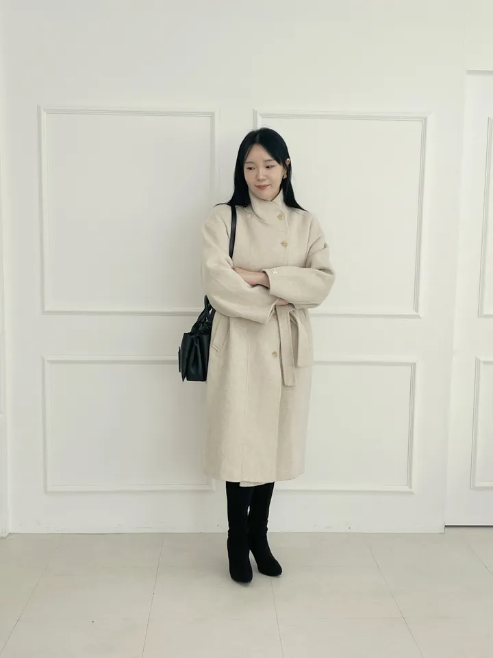 자체제작 원단부터 다른 엣지넥 양모 핸드메이드코트 빅사이즈 연말룩 하객룩 110까지 상세 이미지 6