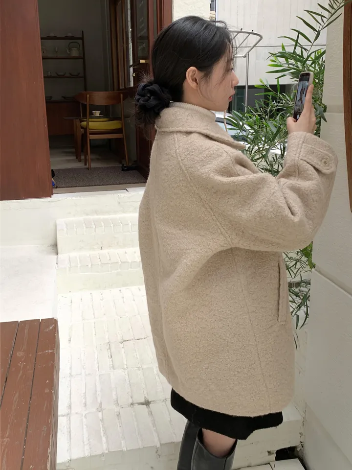 [안감누빔]테이퍼 부클 하프코트*베이지 당일발송 상세 이미지 39