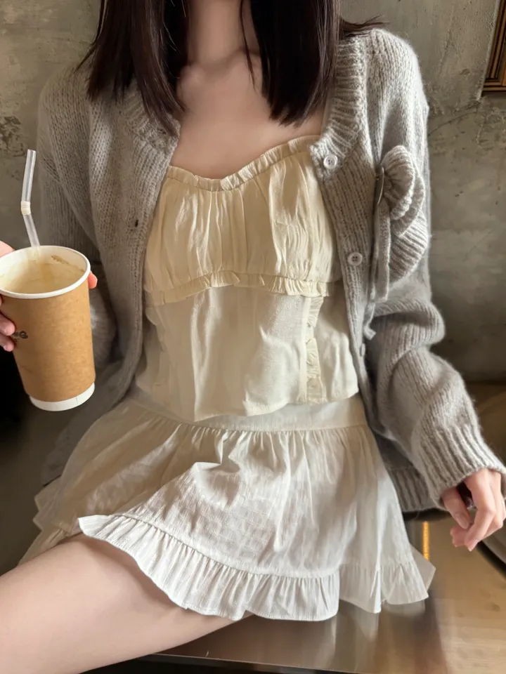 🌺제니 핀터레스트 무드 울50 꽃 코사지 루즈핏 가디건 상세 이미지 25