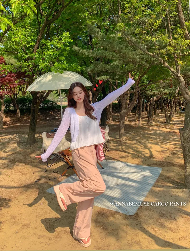 [묶음할인🎁간절기🤎롱&숏/진짜강추ㅠ] 아이스 바스락 나일론 썸머 카고 와이드 트레이닝 팬츠 하이웨스트 밴딩 봄 츄리닝 바지 냉장고 벚꽃룩 꽃놀이룩 개강여신 6COL 상세 이미지 4
